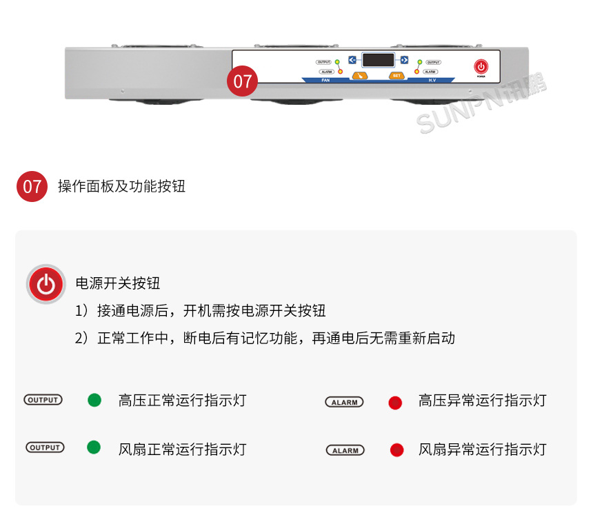 低压高频离子风机-功能操作介绍