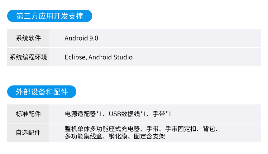 安卓工业平板电脑-配件功能参数