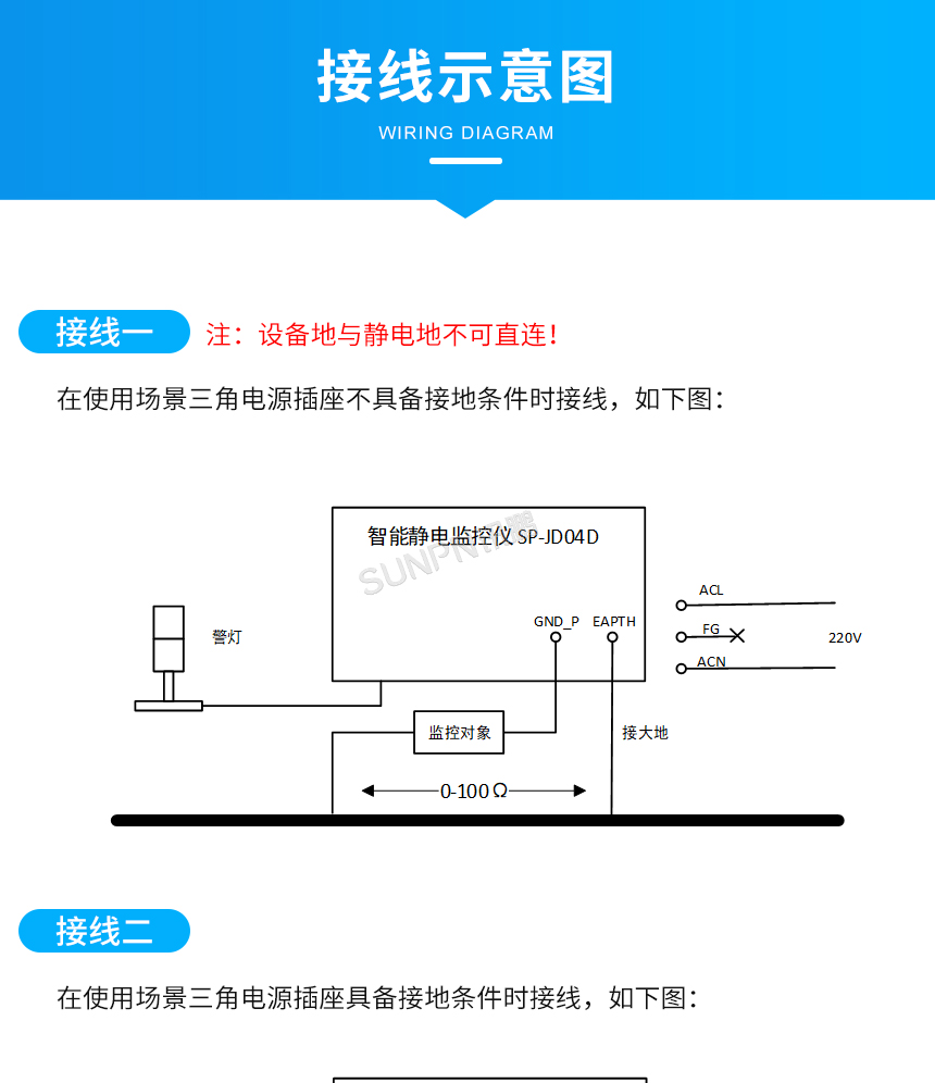 设备接地静电仪-接线示意图