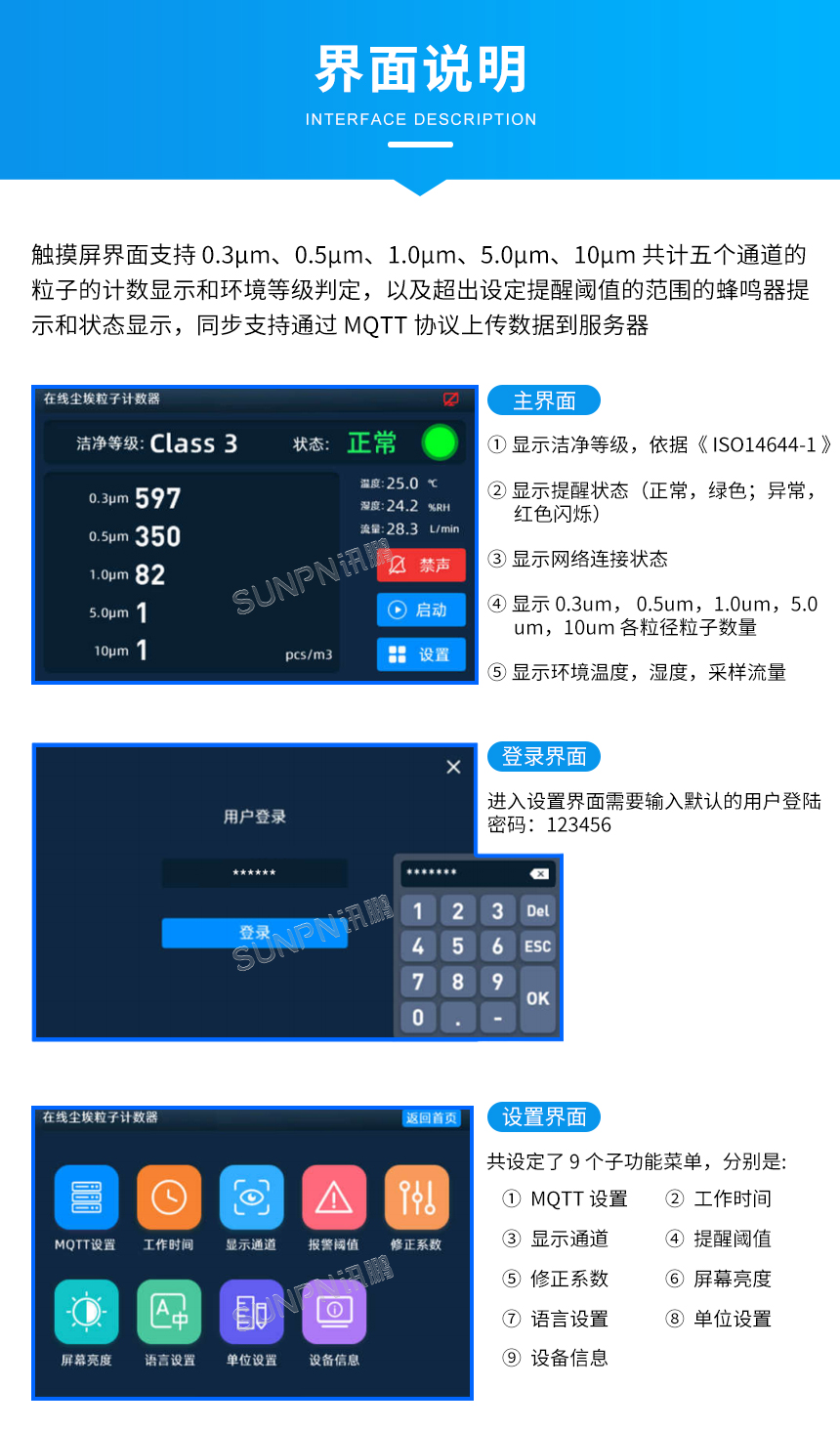 在线尘埃粒子计数器-界面说明