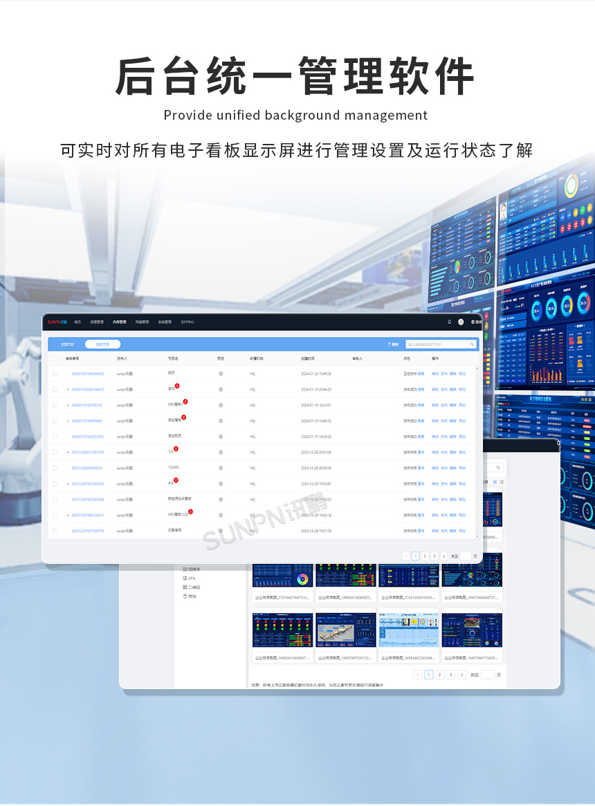 电子看板显示屏-后台统一管理