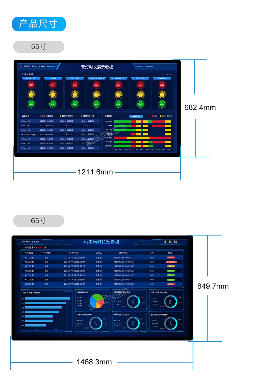 大屏电子看板相关尺寸介绍