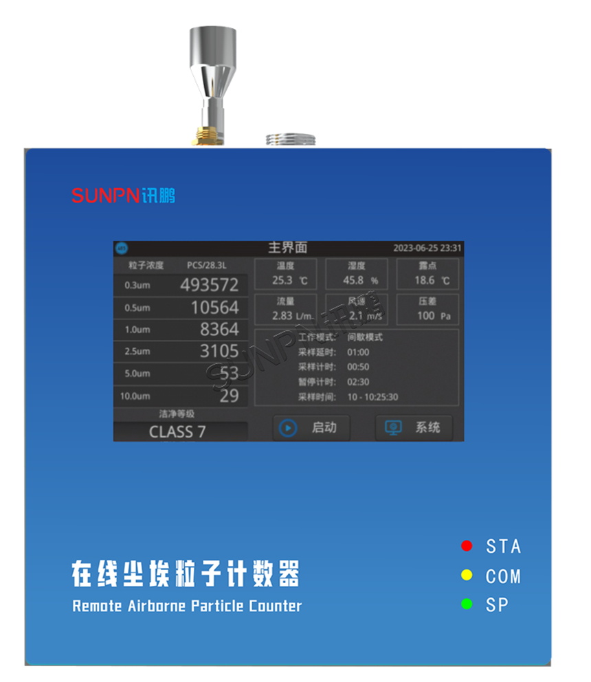尘埃粒子计数器显示界面