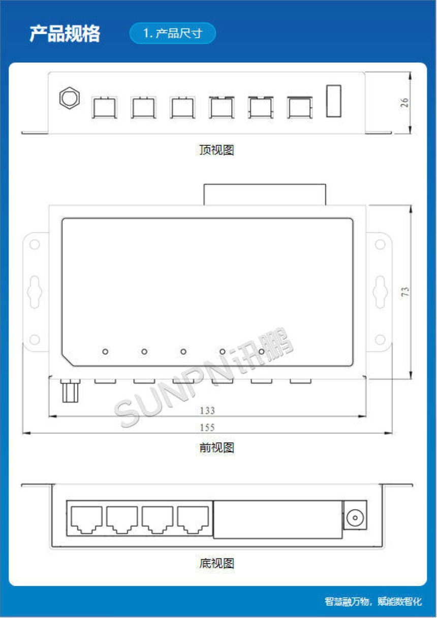 讯鹏科技:ESD三合一静电监控仪-产品尺寸 讯鹏科技:ESD三合一静电监控仪-产品尺寸