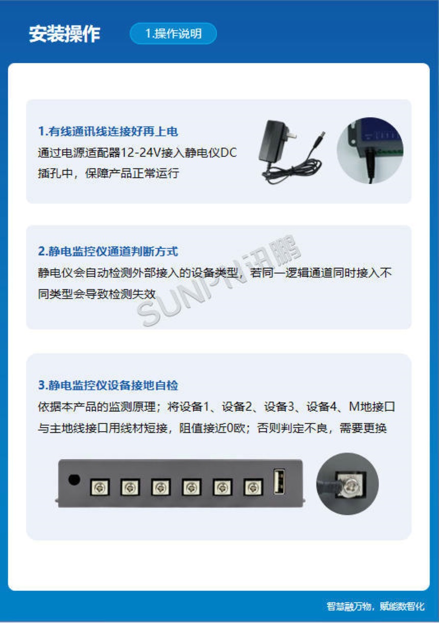 讯鹏科技:ESD三合一静电监控仪-安装说明 讯鹏科技:ESD三合一静电监控仪-安装说明