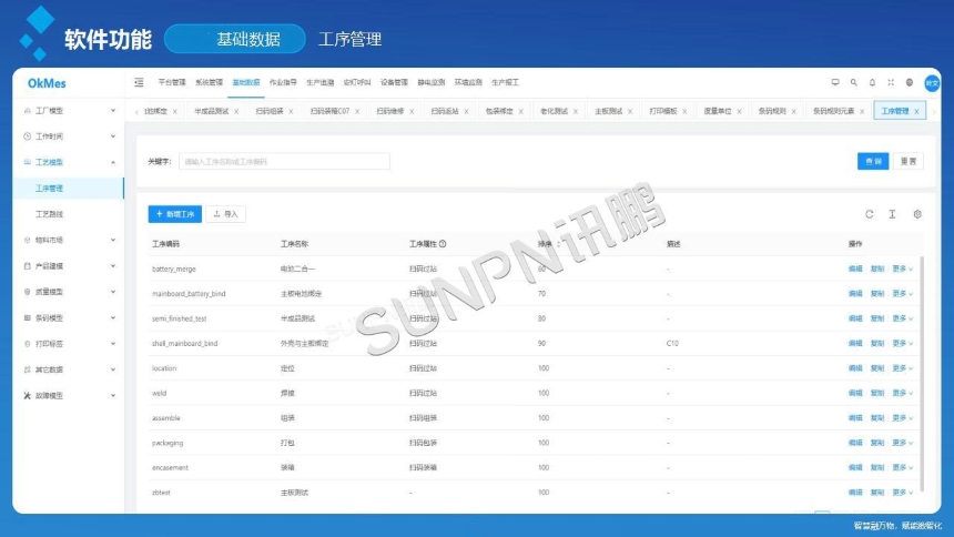 讯鹏科技：OKMES移动电源生产追溯系统-案例图-软件功能
