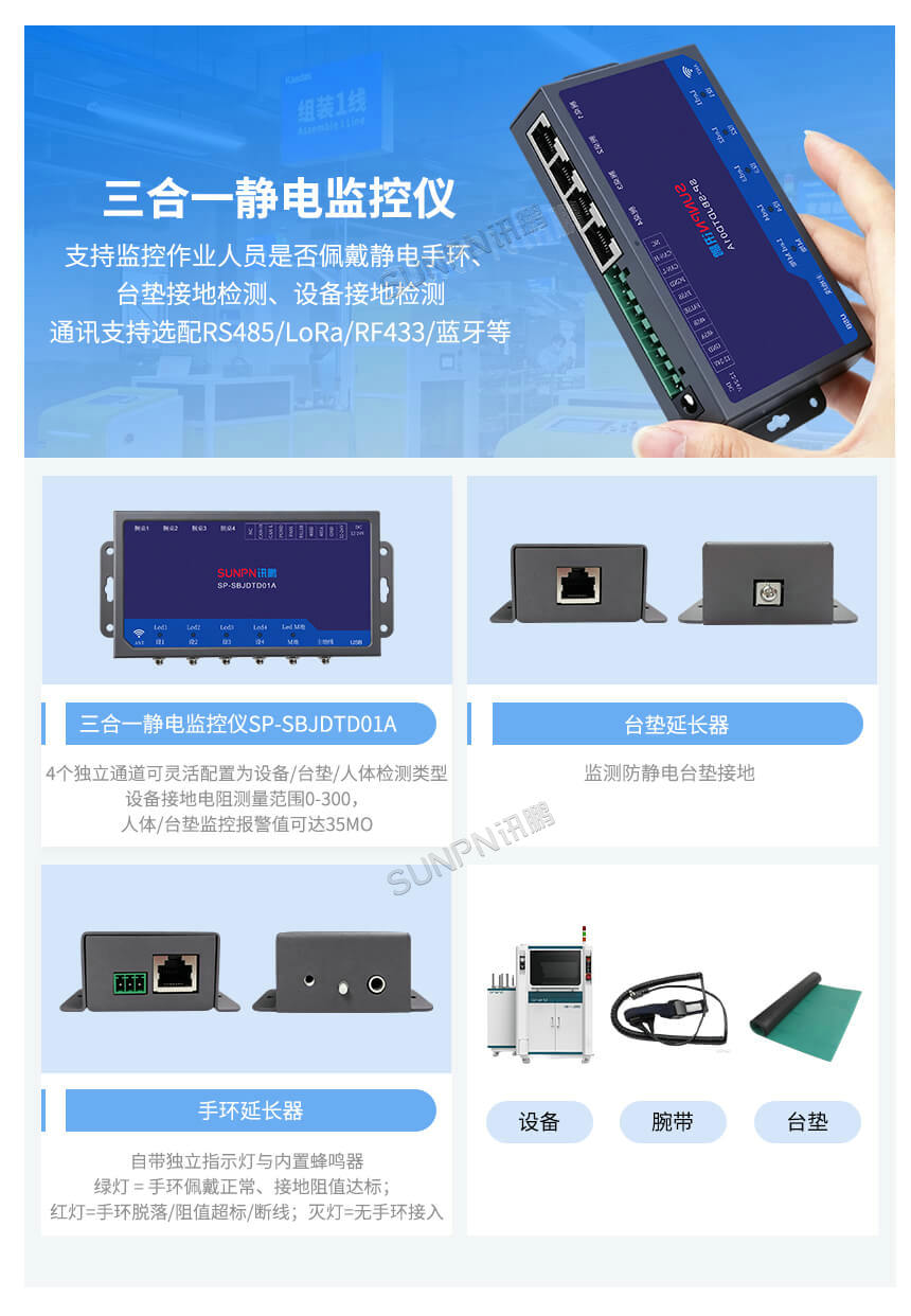 讯鹏科技:ESD防静电监控系统-三合一静电监控仪 讯鹏科技:ESD防静电监控系统-三合一静电监控仪