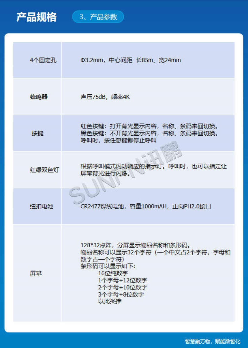 讯鹏科技:显屏电子标签-规格参数 讯鹏科技:显屏电子标签-规格参数